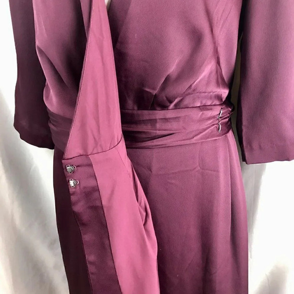 Banana Republic Tall Wrap Dress Plum Burgundy Jewel Tone 3/4 Sleeve Size 10 - Picture 8 of 12
